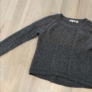 Inhabit Gray Cable-Knit Crewneck Sweater